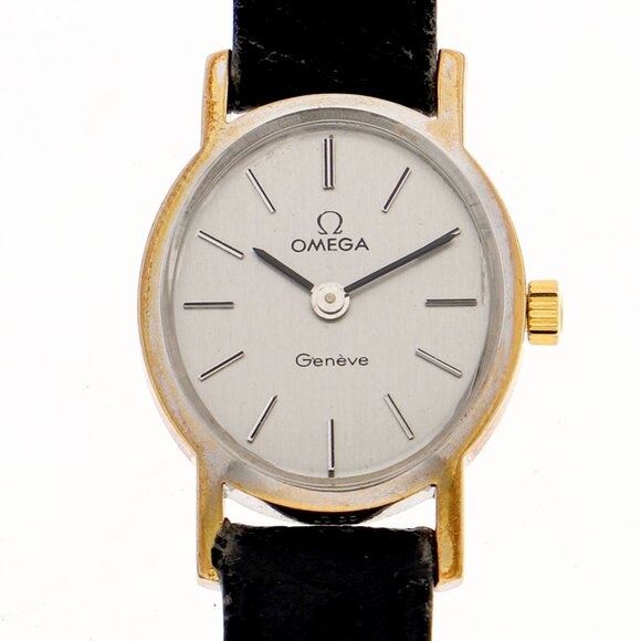 WATCH OMEGA Geneva Silver SS/leather/GF MN - Picture 1 of 6